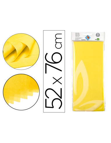 Papel seda liderpapel 52x76cm 18g/m2 bolsa de 5 hojas amarillo