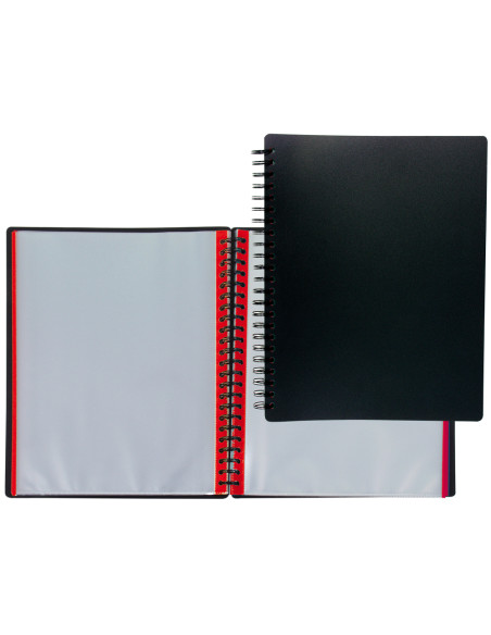 Carpeta liderpapel din a4 con 20 fundas intercambiables bordes de colores color negro