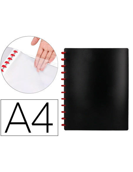 Carpeta liderpapel din a4 con 20 fundas intercambiables color negro