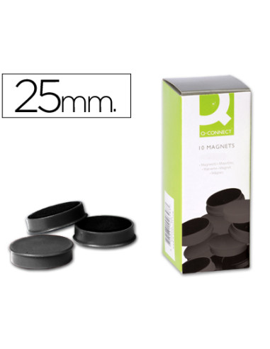 Iman para sujecion q-connect ideal para pizarras magneticas25 mm negro caja de 10 unidades