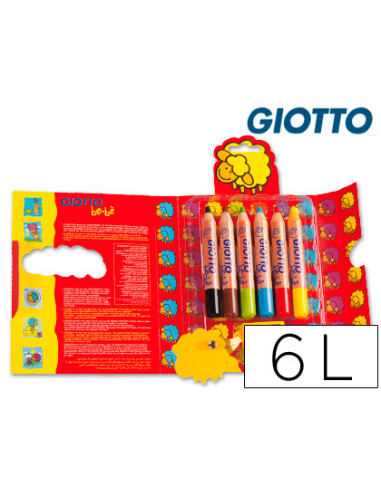 GIOTTO LÁPICES DE COLORES BE-BÉ SÚPER CON SACAPUNTAS C/SURTIOS ESTUCHE 6 UD