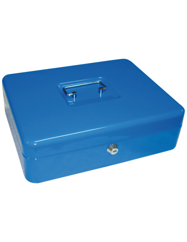 Caja caudales q-connect 12 300x240x90 mm azul con portamonedas