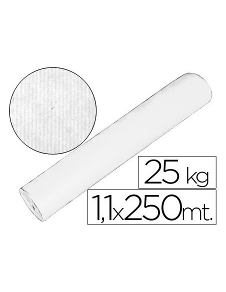 Papel kraft blanco bobina 20 kg 1,10 cm x 250 mt especial para embalaje