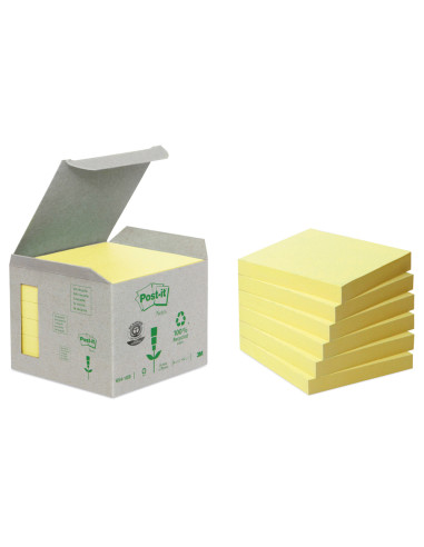 Bloc de notas adhesivas quita y pon reciclada en torre post-it 76 x 76 mm 16 blocs 654 reciclado