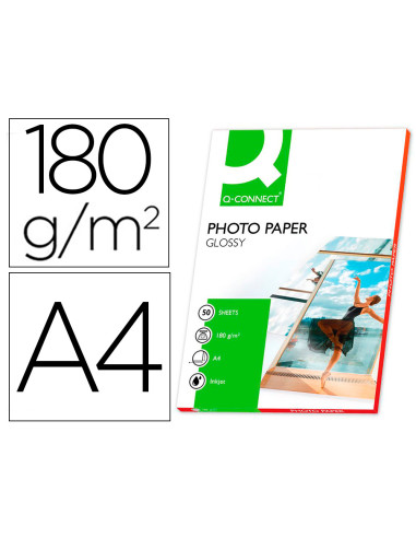 Papel q-connect foto glossy din a4 alta calidad digital photo para ink-jet bolsa de 50 hojas de 180 gr