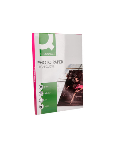 Papel q-connect foto glossy din a4 alta calidad digital photo para ink-jet bolsa de 50 hojas de 260 gr