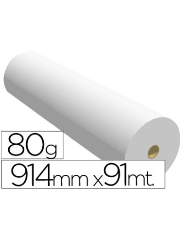 Papel reprografia para plotter 914mmx91mt 80gr impresion ink-jet