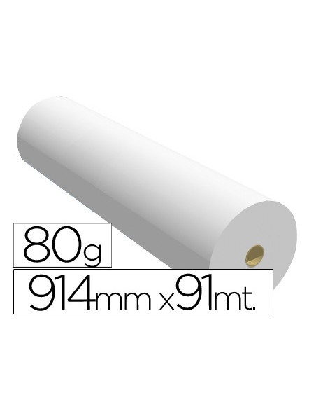 Papel reprografia para plotter 914mmx91mt 80gr impresion ink-jet