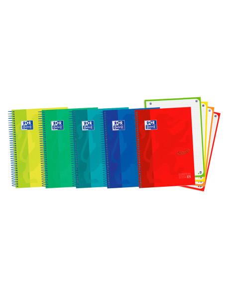 OXFORD CUADERNO TOUCH EUROPEANBOOK 4 MICROPERFORADO 120H A5+ 5X5 T/EXTRADURA PACK 5 UD C/SURTIDOS VIVOS