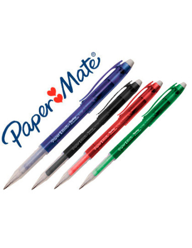 Boligrafo paper mate erasable gel colores surtidos con goma de borrar