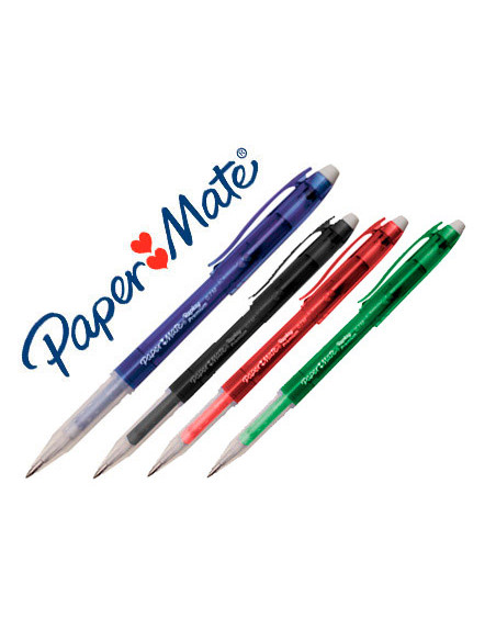 Boligrafo paper mate erasable gel colores surtidos con goma de borrar