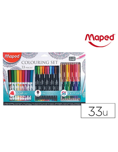 MAPED KIT DE DIBUJO MANDALAS 33 PIEZAS COLORES SURTIDOS