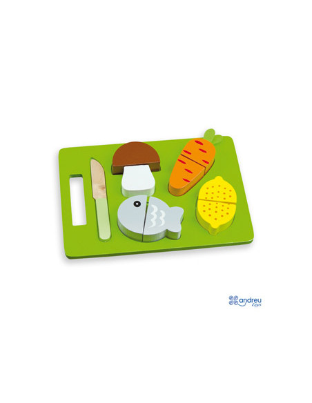 Juego andreutoys bandeja alimentos para cortar 21,4x15x3 cm