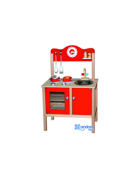 Juego andreutoys cocina madera con complementos 53,5x29,5x83 cm