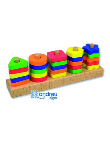 Juego andreutoys manipulacion 25 piezas geometricas + 12 plantillas doble cara 32,8x19,2x7,1 cm