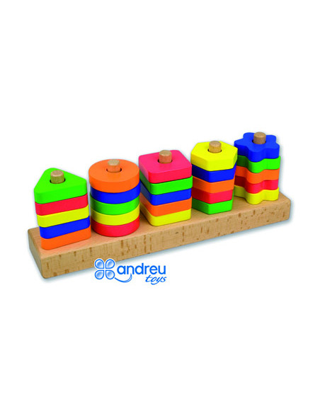 Juego andreutoys manipulacion 25 piezas geometricas + 12 plantillas doble cara 32,8x19,2x7,1 cm