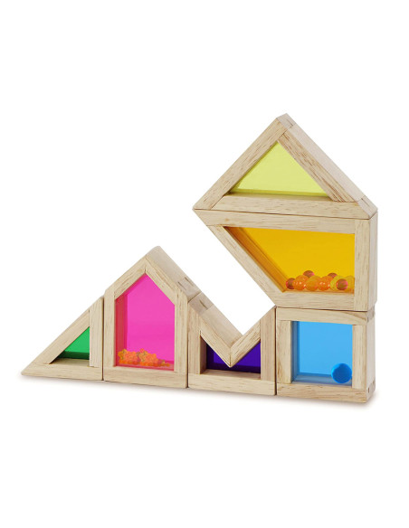 Juego wonderworlds bloques madera con sonido colores transparentes 18x12x3 cm