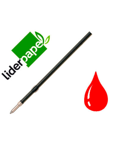 Recambio boligrafo liderpapel gummy touch retractil 1,0 mm tinta roja bolsa de 10 unidades