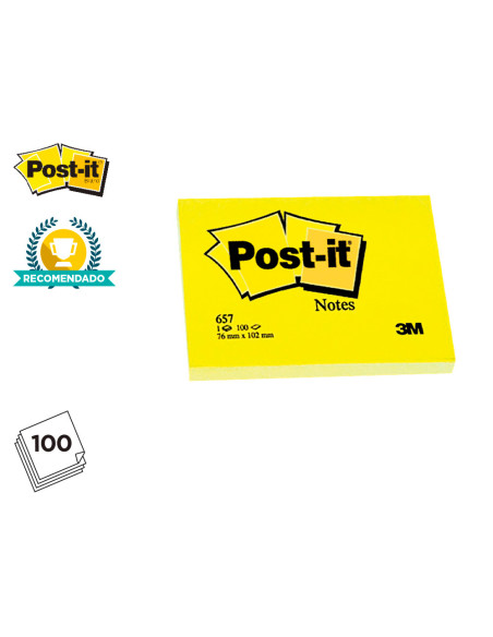 POST-IT BLOCS NOTAS 653 CANARY YELLOW 38X51 -PACK 12-