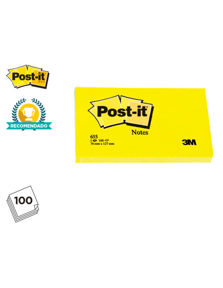 POST-IT BLOCS NOTAS 655 CANARY YELLOW 76X127 -PACK 12-