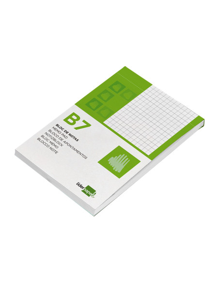 Bloc notas liderpapel cuadro 4mm b7 80 hojas 60g/m2 perforado