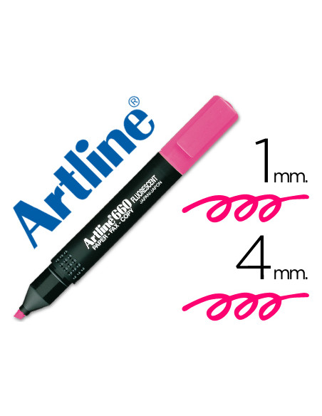 Rotulador artline fluorescente ek-660 rosa punta biselada