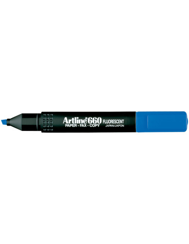 Rotulador artline fluorescente ek-660 azul punta biselada