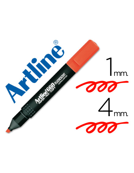 Rotulador artline fluorescente ek-660 rojo punta biselada