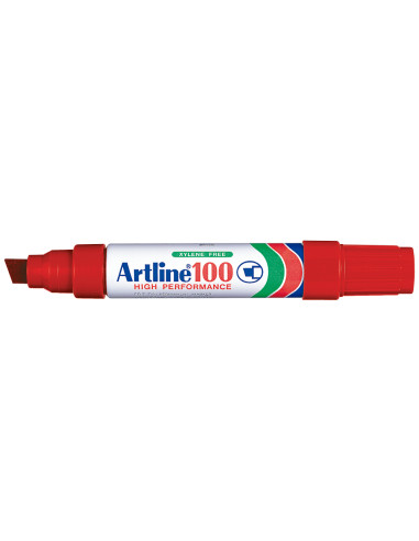 Rotulador artline marcador permanente 100 rojo punta biselada