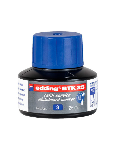 Tinta rotulador edding pizarra blanca btk-25 color azul bote 25 ml