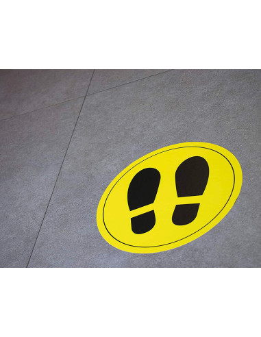 Circulo de señalizacion adhesivo apli para suelo pvc 100 mc pies color amarillo/negro diametro 30 cm