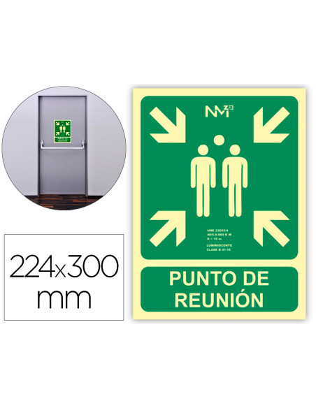 Pictograma archivo 2000 punto de reunion pvc verde luminiscente 224x300 mm