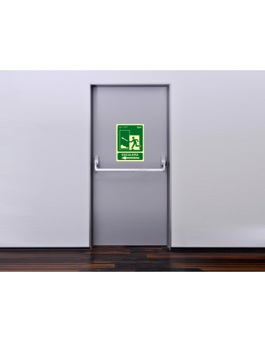 ARCHIVO 2000 SEÑAL SALIDA DE EMERGENCIA ESCALERA SUBE IZQUIERDA 224X300MM PVC 700 MICRAS VERDE