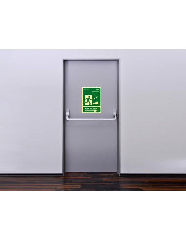 Pictograma archivo 2000 salida emergencia escalera sube derecha pvc verde luminiscente 224x300 mm