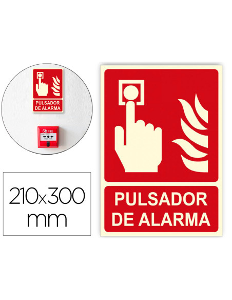 Pictograma archivo 2000 pulsador de alarma pvc rojo luminiscente 210x300 mm