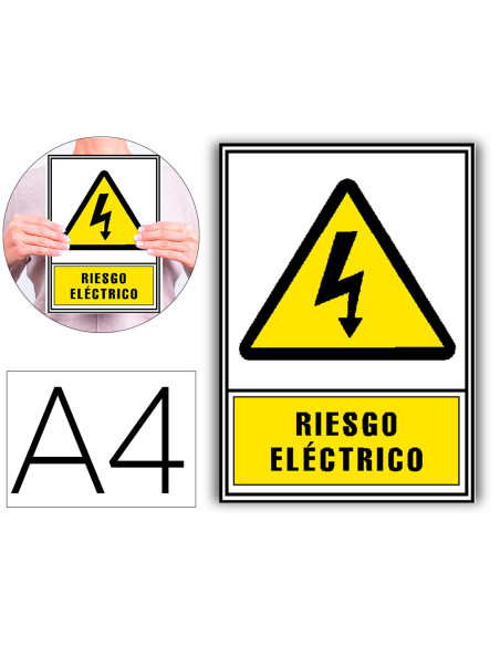 ARCHIVO 2000 SEÑAL RIESGO ELÉCTRICO 210X297 PVC AMARILLO