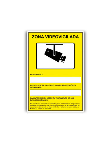 ARCHIVO 2000 SEÑAL CÁMARAS DE VIGILANCIA EN GRABACIÓN LAS 24 HORAS 210X297 PVC AMARILLO