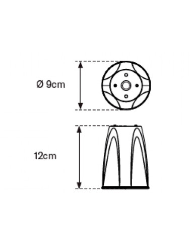 Adaptador para cono faru rojo alto 120 mm diametro 90 mm