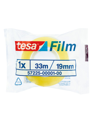 TESA FILM CINTA ADHESIVA TRANSPARENTE STANDARD FLOWPACK ROLLO 19MM X 33M