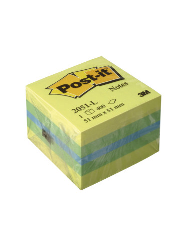 POST-IT MININOTAS ADHESIVAS COLORES 51X51MM 400 HOJAS/BLOCK COLORES  LIMON. VERDE, AZUL Y AMARILLO