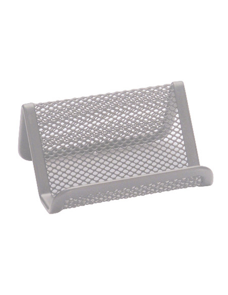 Portatarjetas q-connect metalico plata 11x7,5x5 cm