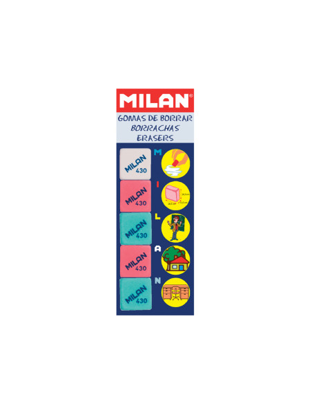 Goma de borrar milan 430-5 blister de 5 unidades