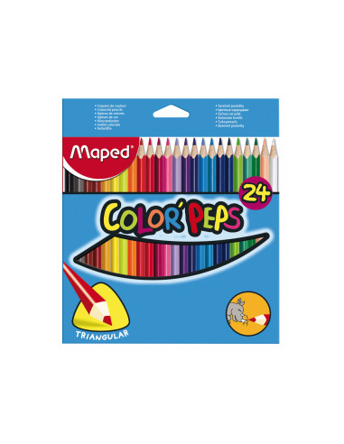 Lapices de colores maped triangulares caja de 24 unidades colores surtidos