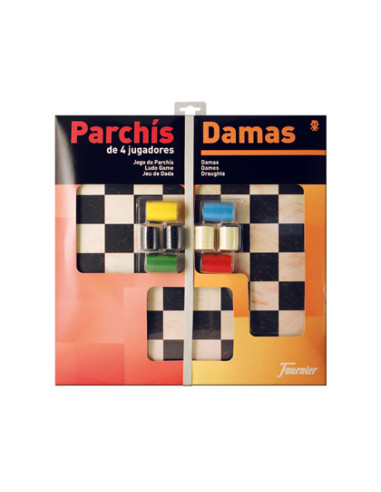 Parchis con damas tablero grande 4 jugadores 41x40x4,5 cm