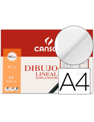 CANSON MINIPACK DIBUJO LINEAL 10 HOJAS GUARRO MARCA MAYOR 160 GR.21X29,7CM