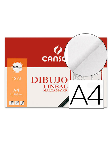 CANSON MINIPACK DIBUJO LINEAL 10 HOJAS GUARRO MARCA MAYOR 160 GR.21X29,7CM