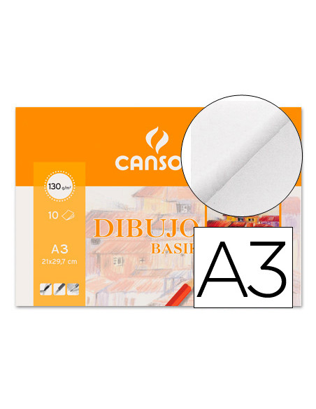 CANSON MINIPACK DIBUJO BASIK 10 HOJAS LISO 130 GR. 29,7X42CM -SOBRE UNITARIO-