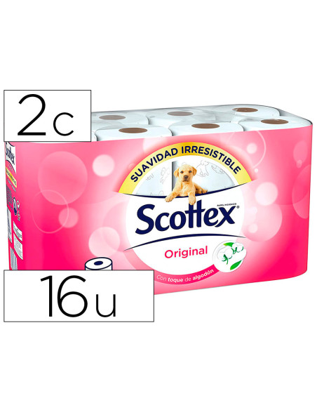 SCOTTEX ORIGINAL PAPEL HIGIÉNICO DOBLE CAPA PACK DE 16 ROLLOS