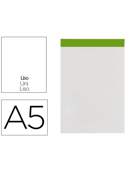 Bloc notas liderpapel liso a5 80 hojas 60 g/m2 perforado sin tapa