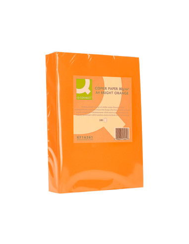 Papel color q-connect din a4 80gr naranja intenso paquete de 500 hojas